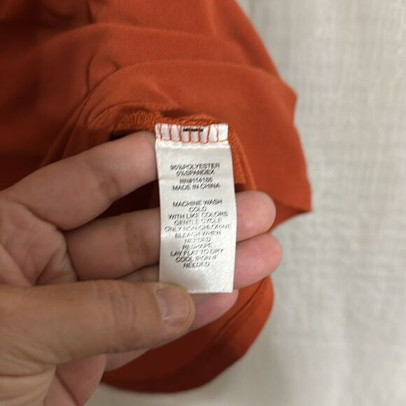 89th + MADISON 2X Rust Burnt Orange Short Sleeve V-Neck Overlay Jersey Top - Picture 6 of 7